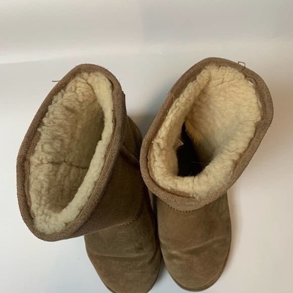 Bearpaw Womens Emma Short Suede Boots Size 7 Tan/Brown Sheepskin Wool - Picture 15 of 16